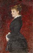 Axel Jungstedt Portrait  Lady in Black Dress oil on canvas